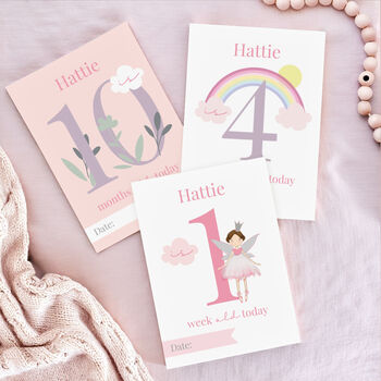 Personalised Fairy Princess Baby Milestone Cards, 2 of 6