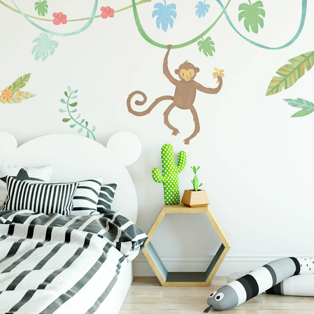 In The Jungle Fabric Wall Sticker Monkey Set By SirFace Graphics