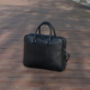 Minimalist Leather Briefcase Laptop Bag Black, thumbnail 7 of 9