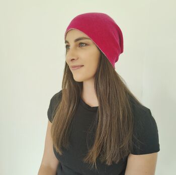 Pure Cashmere Reversible Unisex Beanie Hat, 7 of 11