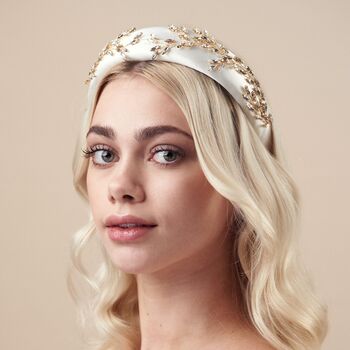 Ivory Padded Headband With Swarovski Crystals Angelica, 6 of 12