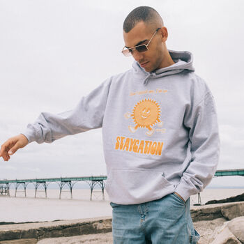 Staycation Men's Slogan Hoodie With Sun Graphic, 3 of 4