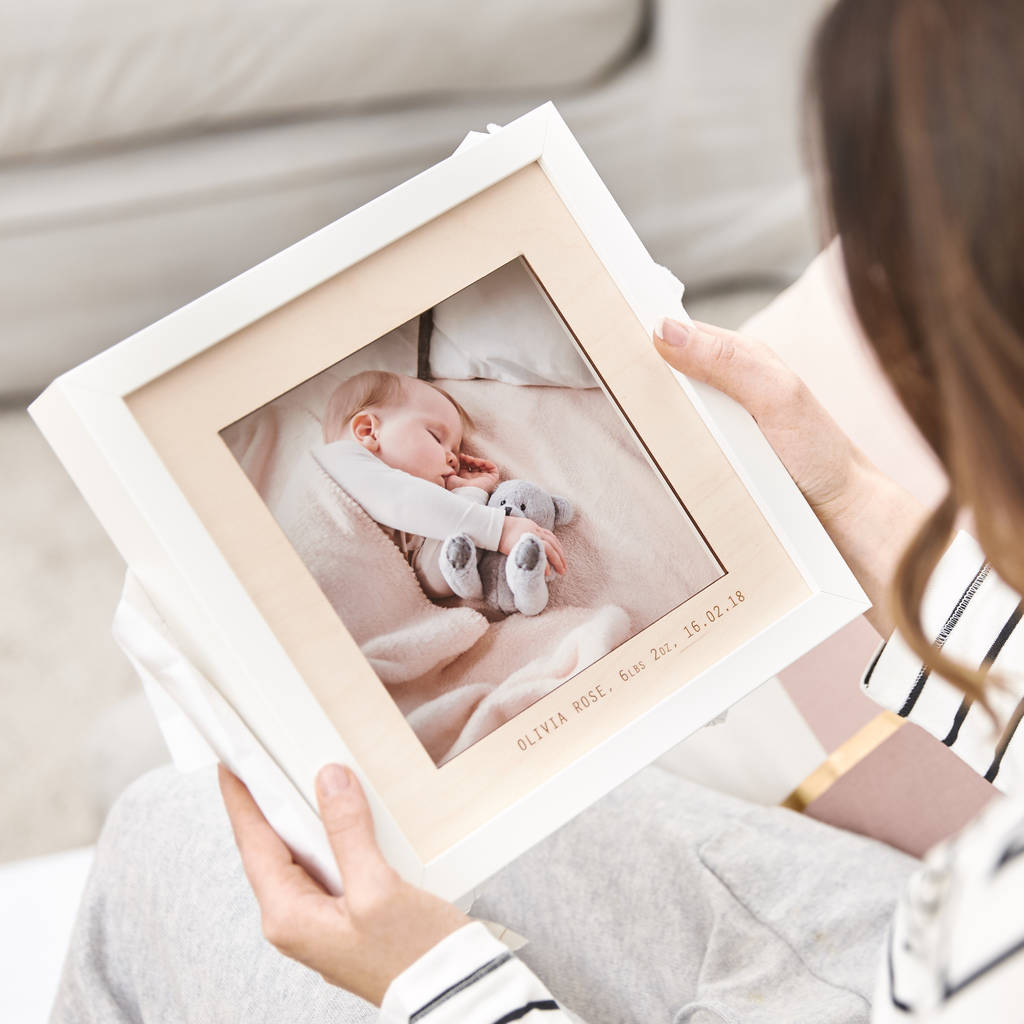 Wooden Personalised Baby Photo Frame, 1 of 7