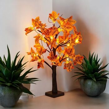 LED Warm White Light Up Maple Leaf Autumn Tree, 8 of 9