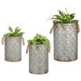 Set Of Three Quilted Effect Metal Bucket Planters, thumbnail 2 of 5