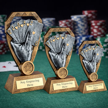 Personalised Poker Trophy Award – Royal Flush Hand Design, 2 of 2
