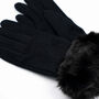 Cosy Jet Black Gloves With Faux Fur Cuff, thumbnail 4 of 6