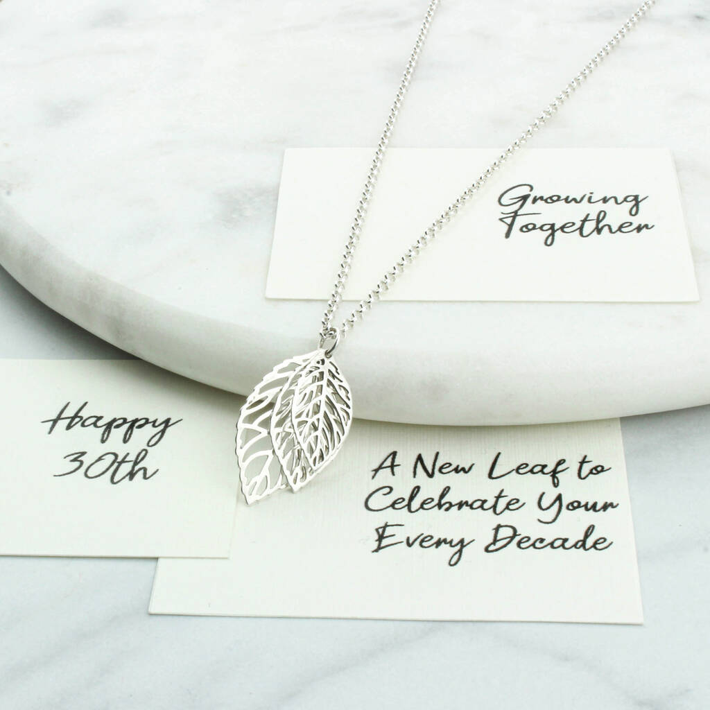 Sterling Silver 30th Birthday Leaf Necklace, 1 of 12