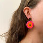Neon Statement Earrings, Pink And Orange Acrylic Jewellery, thumbnail 4 of 6