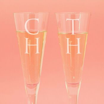 Personalised Pair Of Monogram Champagne Flutes, 2 of 3