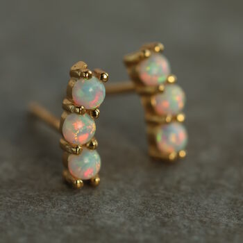 Opal Stacked Sterling Silver Stud Earrings, 2 of 10