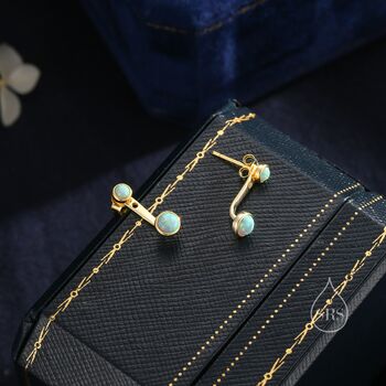 Sterling Silver Auqa Green Opal Ear Jacket, 5 of 10