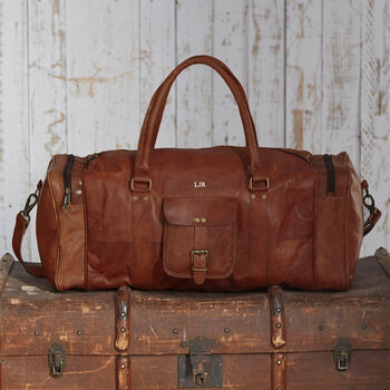Personalised Leather Holdall With Zipped Pockets, 4 of 11