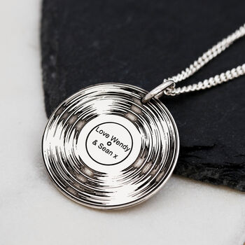 Vinyl Record Personalised Silver Necklace, 7 of 12
