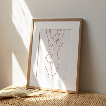 'Sunday Stretch' Nude Line Art Print, 2 of 9