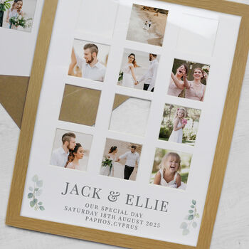 Personalised Botanical Oak Multi Photo Frame Wedding Gift, 4 of 6