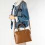 Caramel Leather Classic Ladies Structured Handbag, thumbnail 7 of 12