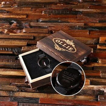 Wood Watch With Engraved Wood Box, 3 of 7