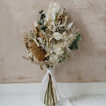Dakota Elopement Flat Back Dried Flower Wedding Bouquet, 3 of 3