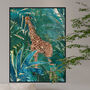 Giraffe Tropical Green Jungle Leaves Art Print, thumbnail 1 of 4