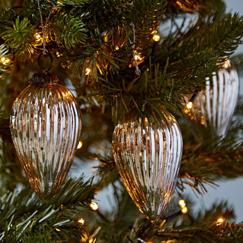Set Of Three Antique Effect Teardrop Christmas Baubles, 3 of 8