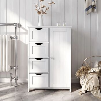 White Wooden Storage Cabinet With Four Drawers, 3 of 6