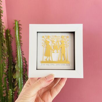 Framed Personalised 50th Golden Wedding Paper Cut Art, 5 of 9