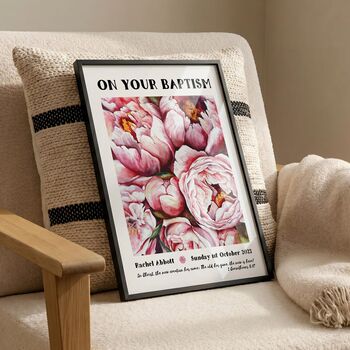 Personalised Baptism Watercolour Print – Floral Keepsake Gift, 2 of 7