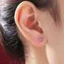 Tiny Purple Opal Screw Back Earrings In Sterling Silver, thumbnail 4 of 10