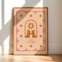 Sun Worshipper, Pink, Celestial Bohemian Sun Art Poster, thumbnail 1 of 3