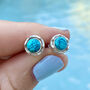 Maya Turquoise Stud Earrings Silver Or Gold Plated, thumbnail 2 of 12