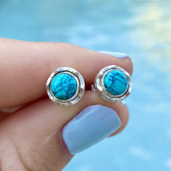 Maya Turquoise Stud Earrings Silver Or Gold Plated, 2 of 12