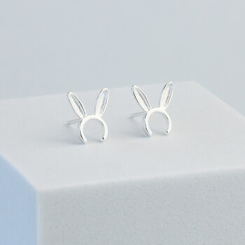 Sterling Silver Bunny Ears Stud Earrings, 3 of 6