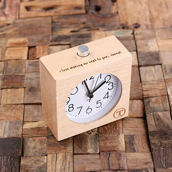 Personalised Wood Quartz Alarm Clock With Engraving, 3 of 3