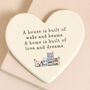 Home Is Built Of Love And Dreams Ceramic Heart Coaster, thumbnail 2 of 3