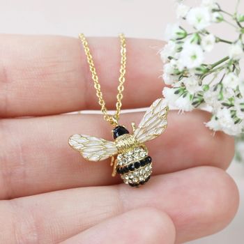 Large Crystal Bumblebee Pendant Necklace, 4 of 7