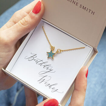 Gold Plated Enamel Star Initial Necklace, 2 of 9