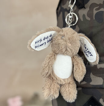First Day Of School Personalised Bunny Bag Charm, 2 of 3