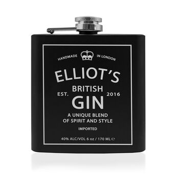 Personalised Vintage Gin Hip Flask, 6 of 7