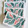 Candy Stripes And Holly Leaves Linocut Notecard Set Of Eight, thumbnail 4 of 12