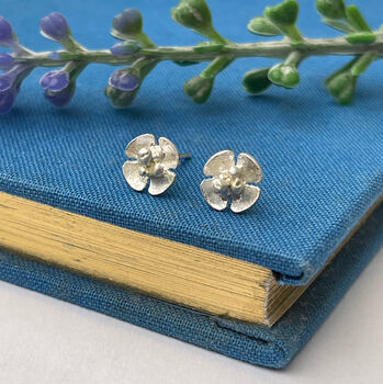 Sterling Silver Mini Blossom Flower Earrings, 8 of 9