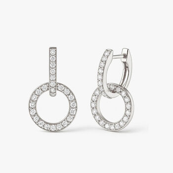 Women's Sterling Silver Small Hoop Earrings With Cubic Zirconia Charm, 3 of 3