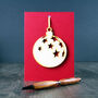Christmas Card With Woodcut Bauble Tree Decoration, thumbnail 2 of 3