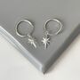 Sterling Silver North Star Hoop Earrings, thumbnail 1 of 4