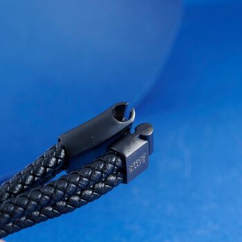 All Black Engraved Leather Bracelet, Custom Jewellery, 5 of 9