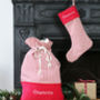Personalised Santa Sack Christmas Stocking Set Stripes, thumbnail 1 of 12
