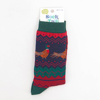 Men's Bamboo Socks Fair Isle Pheasant, 5 of 5