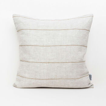 Striped Natural Beige Linen Pillow Cover, 6 of 11