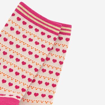 Women's Love Heart Dot Print Bamboo Socks, 3 of 4