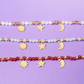 Selene Personalised Gemstone And Celestial Charm Bracelet, 4 of 7